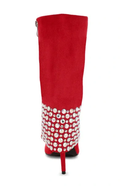 London Rag Basso Rhinestone Foldover Boot In Animal Print