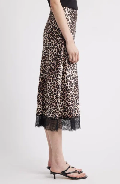 Rails Ebony Leopard Print Lace Satin Skirt In Brown