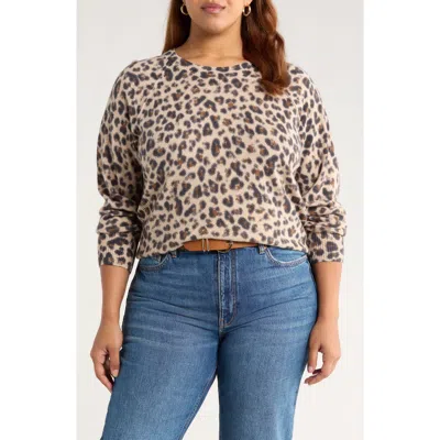 Caslonr Caslon(r) Leopard Print Raglan Wool & Cashmere Sweater In Neutral