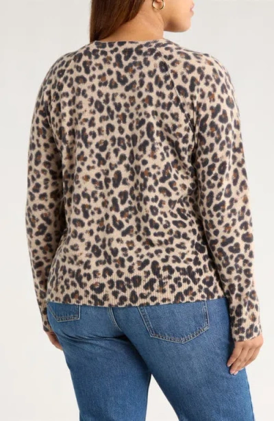 Caslonr Caslon(r) Leopard Print Raglan Wool & Cashmere Sweater In Neutral