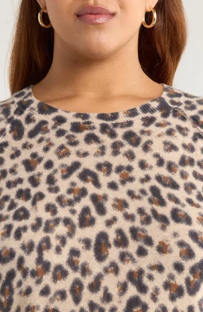 Caslonr Caslon(r) Leopard Print Raglan Wool & Cashmere Sweater In Neutral