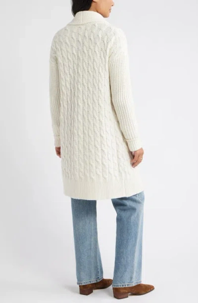 Caslonr Caslon(r) Cable Longline Open Front Cardigan In Neutral