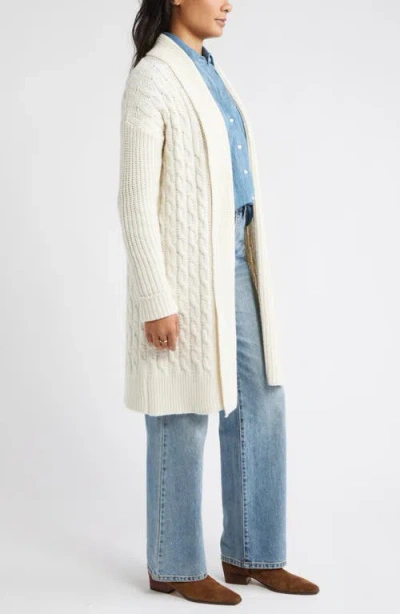 Caslonr Caslon(r) Cable Longline Open Front Cardigan In Neutral
