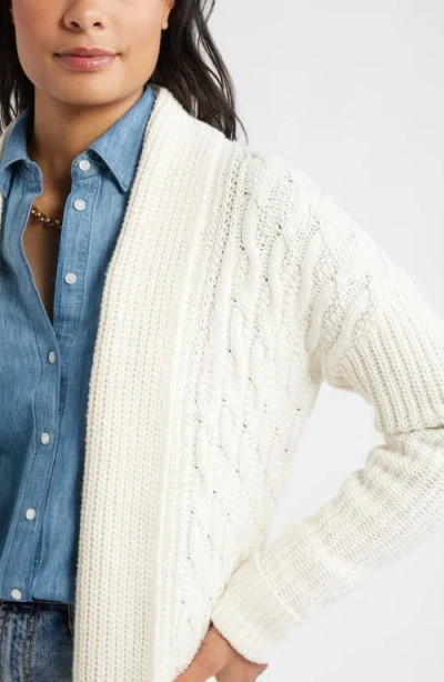 Caslonr Caslon(r) Cable Longline Open Front Cardigan In Neutral