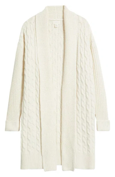 Caslonr Caslon(r) Cable Longline Open Front Cardigan In Neutral