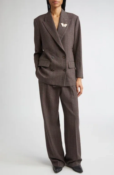 Golden Goose Journey Women's Wide Leg Trousers Naomi Pinstripe In Brown