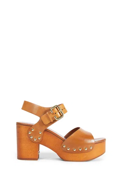 Chloé Jeannette Wedge Clogs In Brown