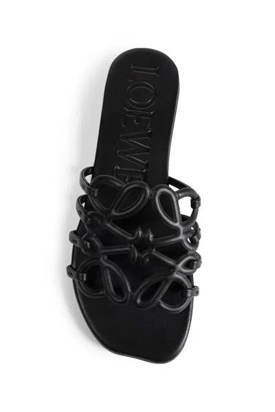 Loewe Petal Anagram Slides In Soft Calfskin In Animal Print