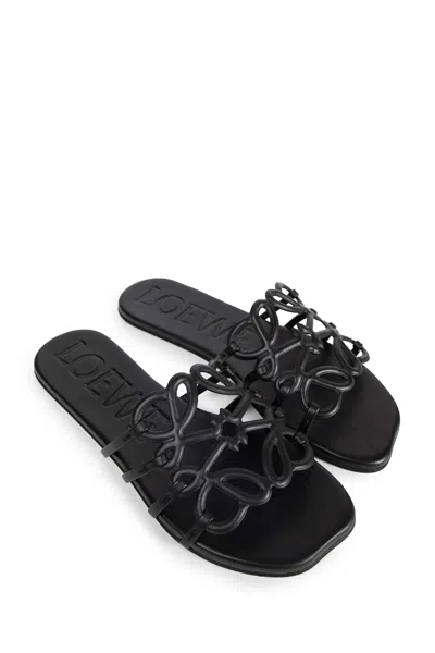 Loewe Petal Anagram Slides In Soft Calfskin In Animal Print
