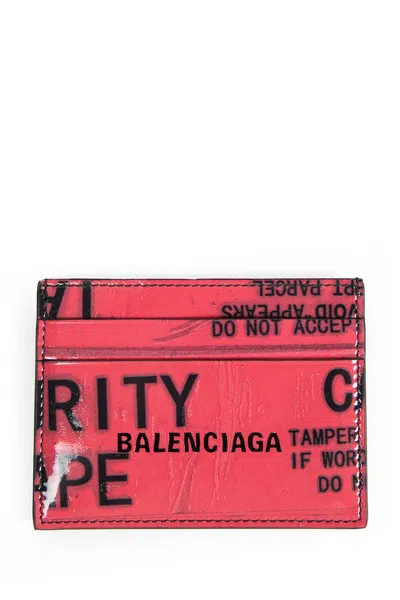 Balenciaga Portacarte Tape Type In Leather In Pink