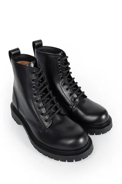 Givenchy Chunky Sole Leather Ankle Boots With Pull Tab In Black
