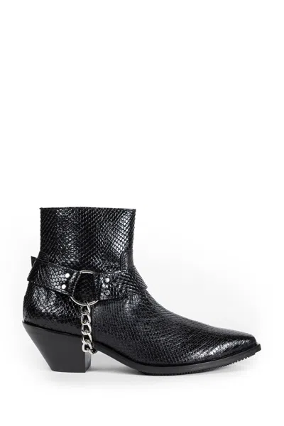Junya Watanabe Snake Print Texas Ankle Boots In Black