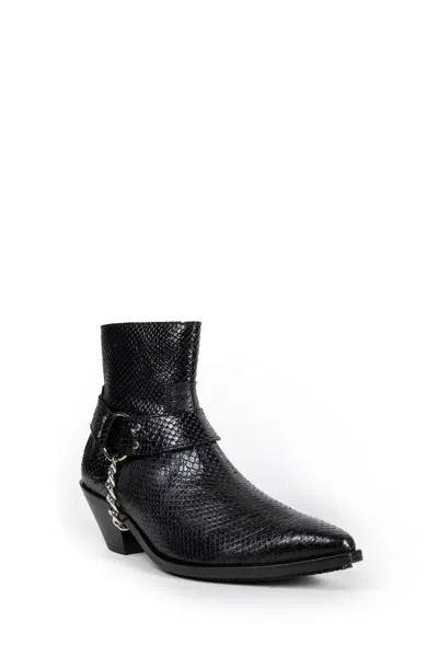 Junya Watanabe Snake Print Texas Ankle Boots In Black