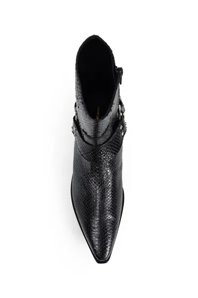 Junya Watanabe Snake Print Texas Ankle Boots In Black