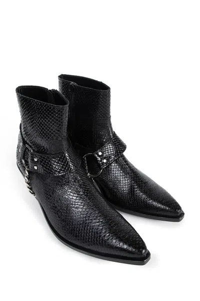 Junya Watanabe Snake Print Texas Ankle Boots In Black