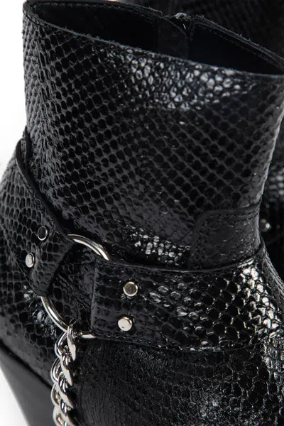 Junya Watanabe Snake Print Texas Ankle Boots In Black