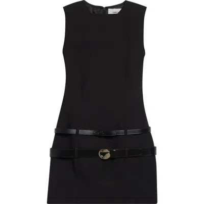 Coperni Black Sleeveless Mini Dress With Two Adjustable Belts On The Front In Tech Fabric Woman In Black