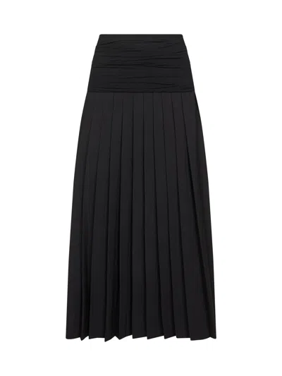 Mm6 Maison Margiela Pleated Mid-length Skirt In Black