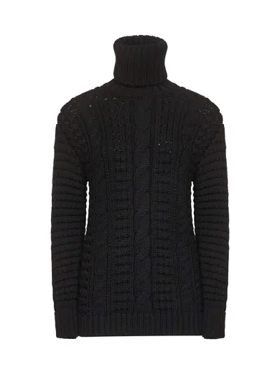 Moncler Genius Moncler X Edward Enninful Tricot Turtleneck Sweater Sweaters And Cardigans Black In Black
