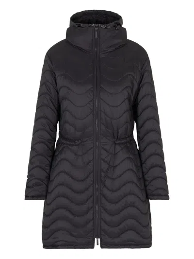 Emporio Armani Nylon Midi Down Jacket In Black
