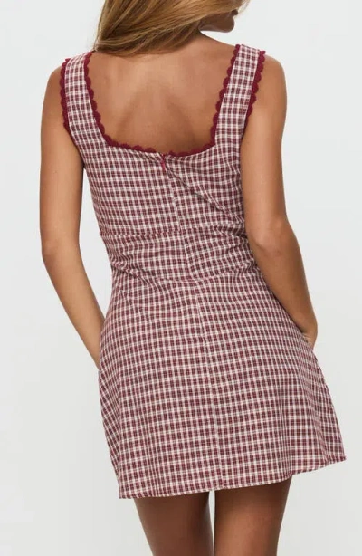 Princess Polly Dasha Check Cotton Fit & Flare Minidress In Red