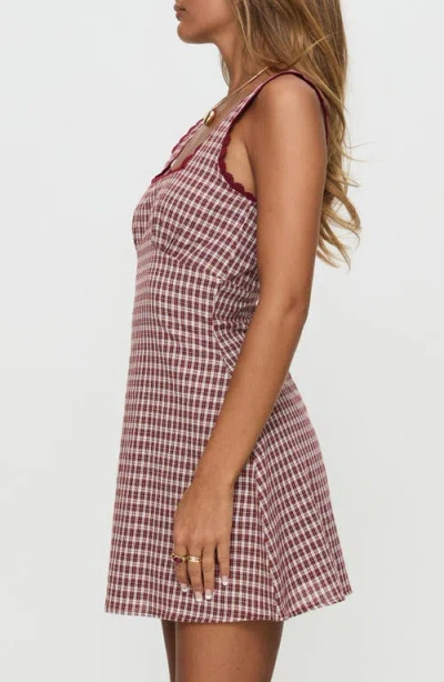 Princess Polly Dasha Check Cotton Fit & Flare Minidress In Red