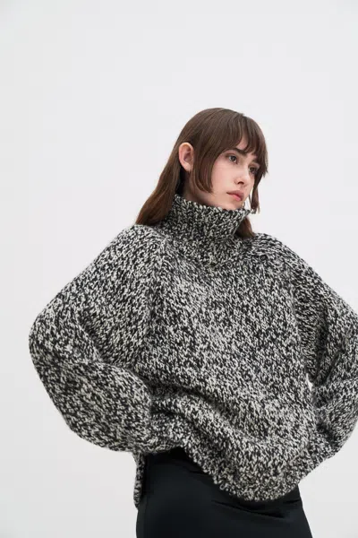 Filippa K Black And White Wool Alpaca Sweater In Gray