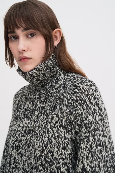 Filippa K Black And White Wool Alpaca Sweater In Gray