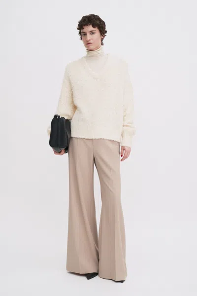 Filippa K Fluffy Silk V-neck Sweater In White