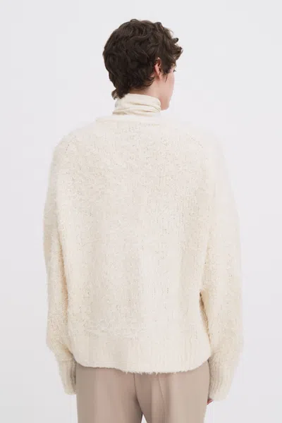 Filippa K Fluffy Silk V-neck Sweater In White