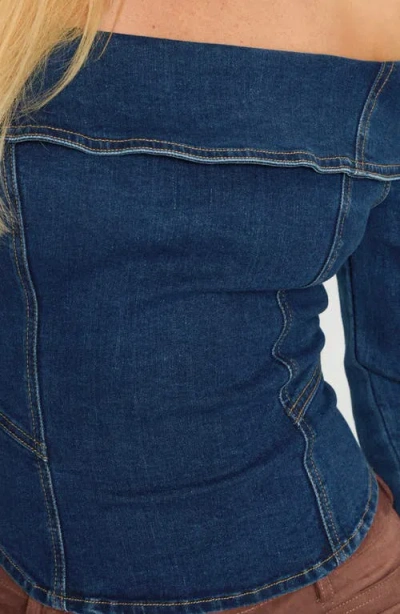 Princess Polly In The Crowd Off The Shoulder Denim Top In Multi
