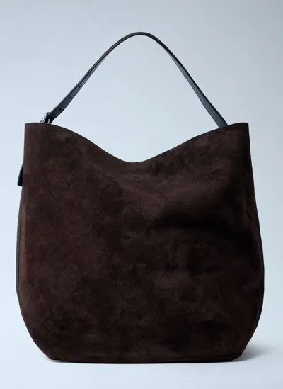 Totême Suede Belted Tote Bag In Brown