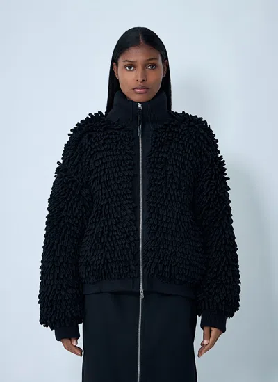 Moncler X Edward Enninful Textured Wool-blend Cardigan In Black