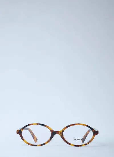 Miu Miu Tortoiseshell Oval-frame Glasses In Multi