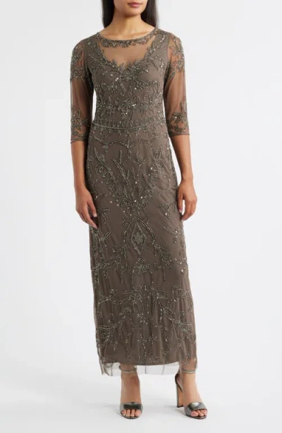 Pisarro Nights Sequin Illusion Gown In Multi