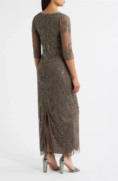 Pisarro Nights Sequin Illusion Gown In Multi