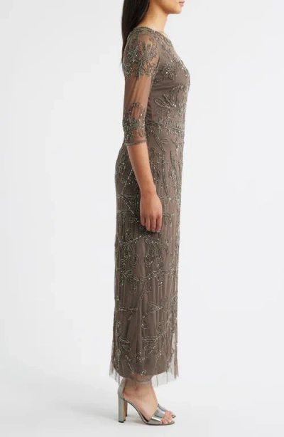 Pisarro Nights Sequin Illusion Gown In Multi