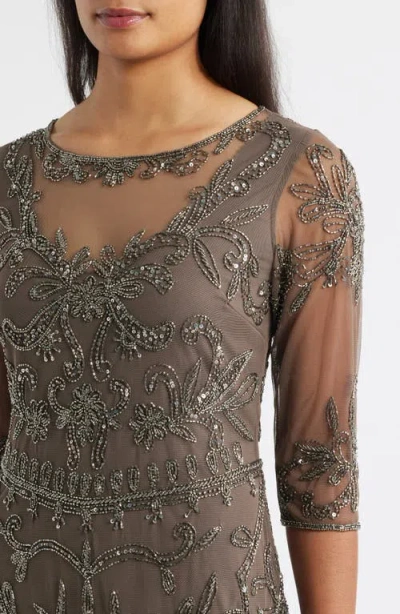 Pisarro Nights Sequin Illusion Gown In Multi