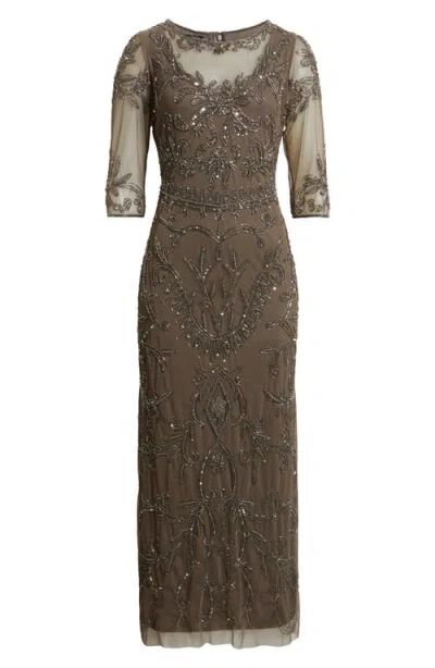 Pisarro Nights Sequin Illusion Gown In Multi