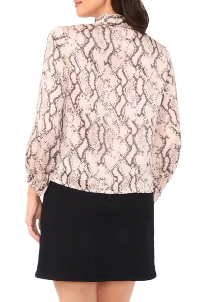 Vince Camuto Snakeskin Print Satin Button-up Shirt In Neutral