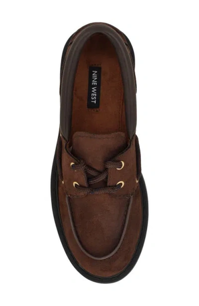 Nine West Women's Kerisa Lace-up Chunky Lug Sole Loafers In Brown