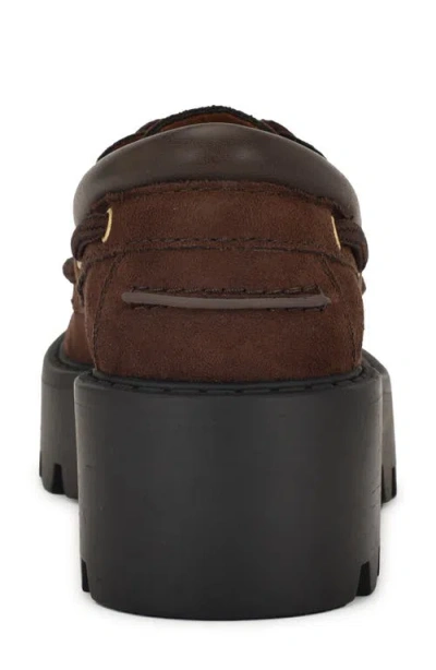 Nine West Women's Kerisa Lace-up Chunky Lug Sole Loafers In Brown