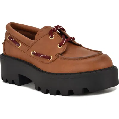 Nine West Women's Kerisa Lace-up Chunky Lug Sole Loafers In Brown