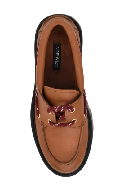 Nine West Women's Kerisa Lace-up Chunky Lug Sole Loafers In Brown