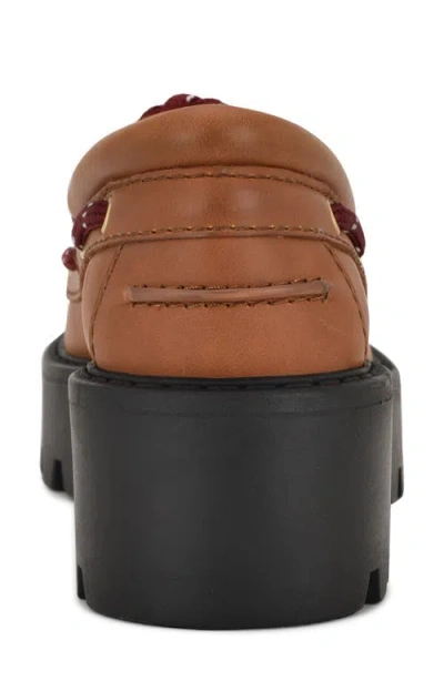 Nine West Women's Kerisa Lace-up Chunky Lug Sole Loafers In Brown