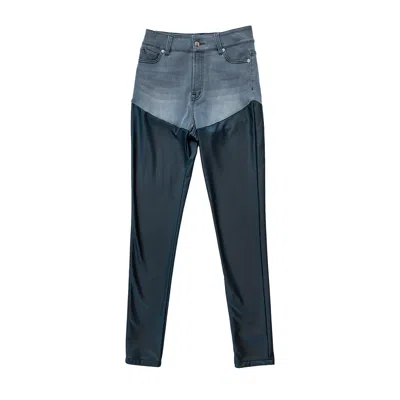 Circular Path Women's Grey / Black Combo Jeans In Blue