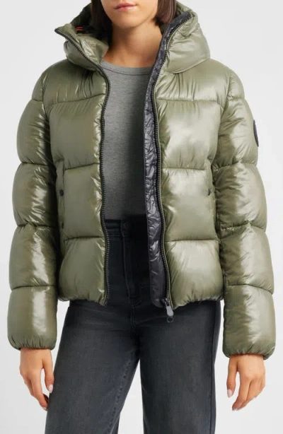 Save The Duck Biddy Water Repellent Hooded Puffer Jacket In Green