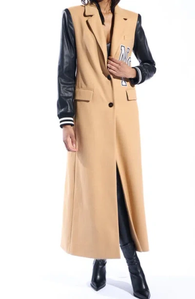 Azalea Wang New York Mixed Media Coat In Brown