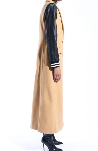 Azalea Wang New York Mixed Media Coat In Brown