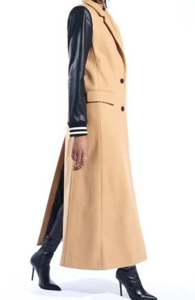 Azalea Wang New York Mixed Media Coat In Brown